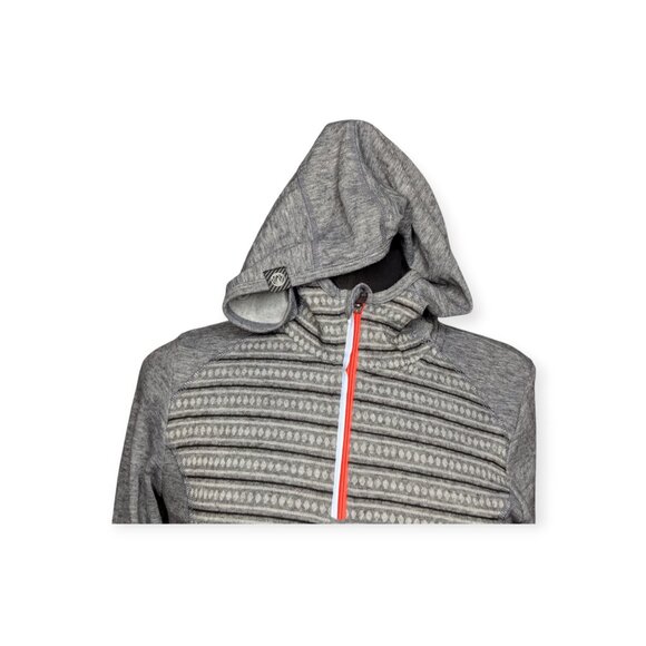Mondetta Wool Blend Pullover Gray Striped Hoodie Womens Size Medium - Picture 2 of 14